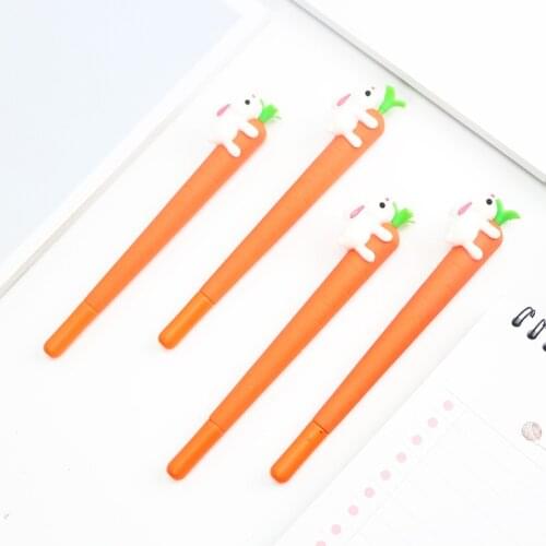 24 Pcs Cartoon Cute Carrot Rabbit Gel Pen Creative Stationery Carbon Pen Student Kawaii School Supplies Estojos Escolares