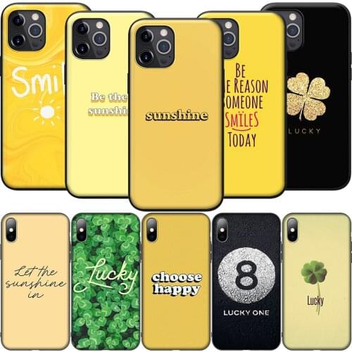GX87 Happy Lucky Sunshine Quote Silicone Soft Case for iPhone 12 Mini 11 Pro XS Max XR X 8 7 6 6S Plus 5 5S SE 2020