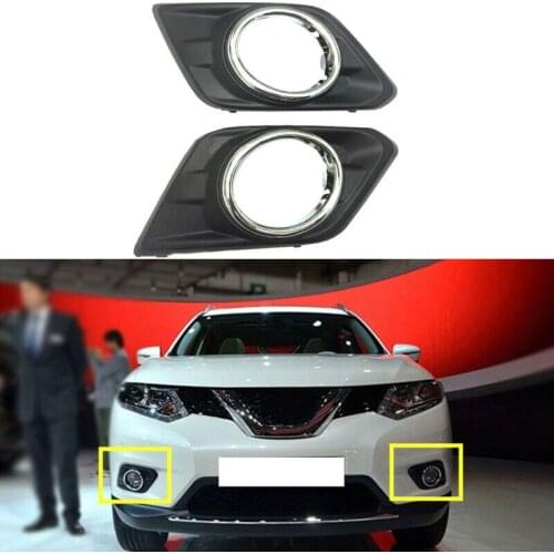 JanDeNing Pair For Nissan X-Trail 2014-2016 2pc Front Bumper Front Fog Lights Lamps Frame Cover