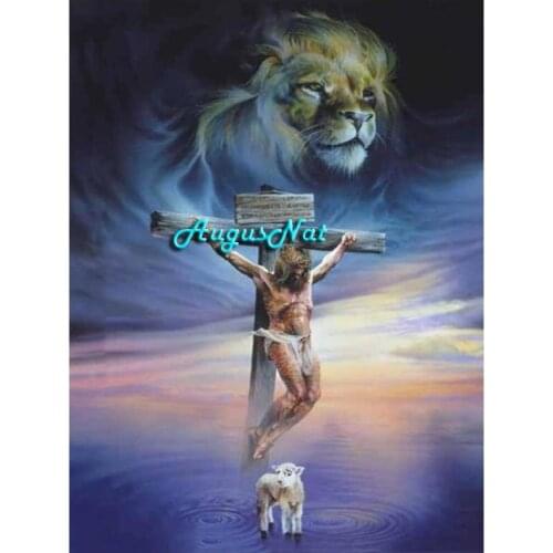 Jesus diamond painting full square lion wall art religion cross diamond sticker animal mosaic cover picture diamont dotz crafts