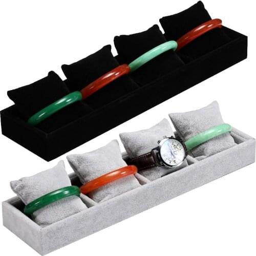 4 Grids Watch Box Pillow Style Velet Watch Bracelet Display Tray Storage Holder Organizer Open Jewelry Display Multifunction Box