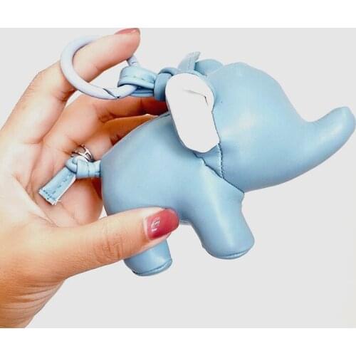 Lateefah Simple Cute Trend Womens Animal Accessories Handmade Doll Small Leather Elephant Key chain Bag Pendant Ornament