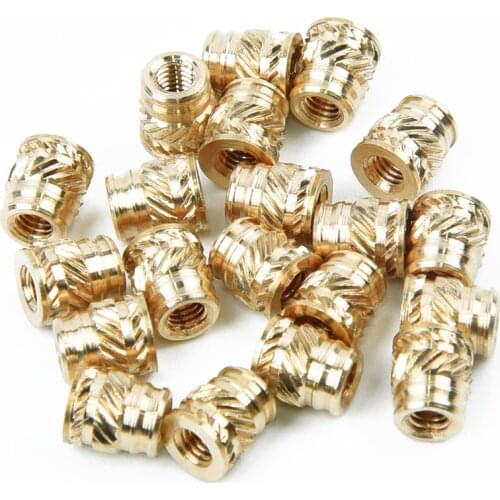20pcs 3mm M3-0.5 Brass Hot Melt Inset Nuts Heating Molding Copper Thread 3D Printer Double Twill Knurled Injection Brass Nut