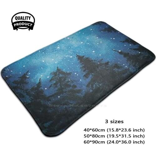 Forest Night Sky 3 Sizes Home Rug Room Carpet Forest Nature Sky Galaxy Night Nightsky Trees Peace Landscape Scenery Original