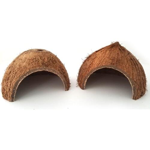 Natural Coconut Shell Small Animal Pet Spider Lizard Cave Nest with Hole / No Hole Reptiles Hiding Cage Hamster House Nest