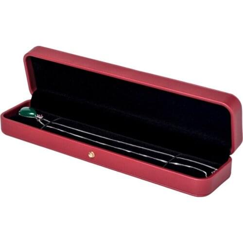 New Vintage Red Pu Leather Simple Jewelry Storage Box Ring Earrings Pendant Bracelet Set Built-in Flannel Card Slot So High-end