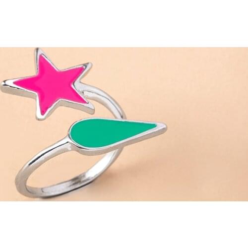 2021 New Hunter X Hunter Hisoka Ring Silver Color Teardrop Star Layered Open Ring Classic Cosplay Anime Jewelry Accessories