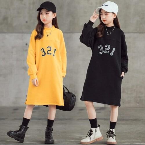 Teen Girl Dress Long Sleeve Winter Fleece Thicken Kids Dresses for Girl Printed Children Dress Mother Daughter Clothing Family
