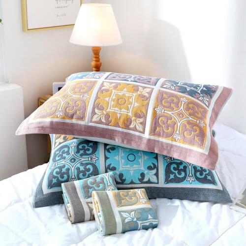 52*78cm Pillow Towel European Style Cotton Five Layer AB Gauze Adult Pillow Towel Household ventilation Soft Pillow Towel