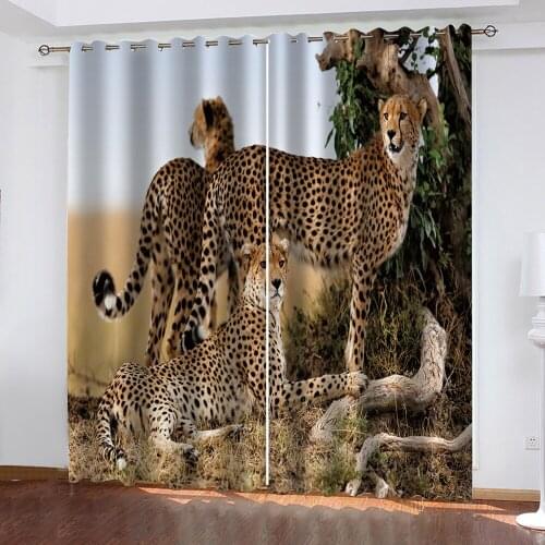 Custom any size photo animal tiger curtains photo Blackout Window Drapes Luxury 3D Curtains For Living room personality curtains