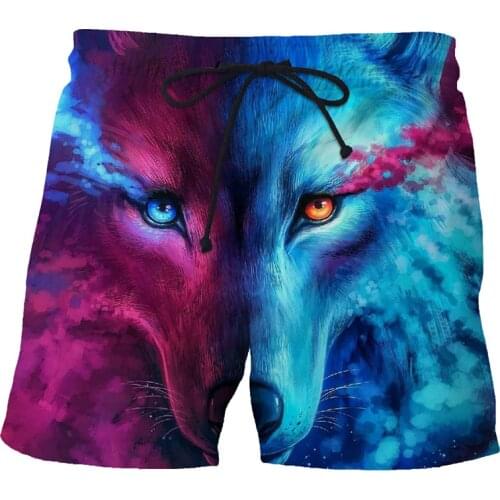Brand Mens Summer Beach Board Shorts Beach Boxer Trunks 2020 3D Wolf Print Boardshorts Men Casual Short Bermudas Masculina