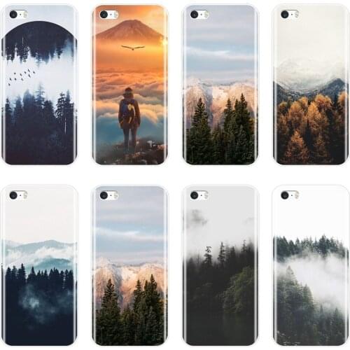 TPU Phone Case Silicone For iPhone 4 4S 5 5C 5S SE Travel Mountain Forest Cloud Aesthetic Soft Back Cover For Apple iPhone 4 5 S