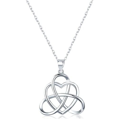 Unique Silver Colour Celtics Love Knot Pendant Necklaces Heart Necklace Fashion Jewelry For Women Girl Gift