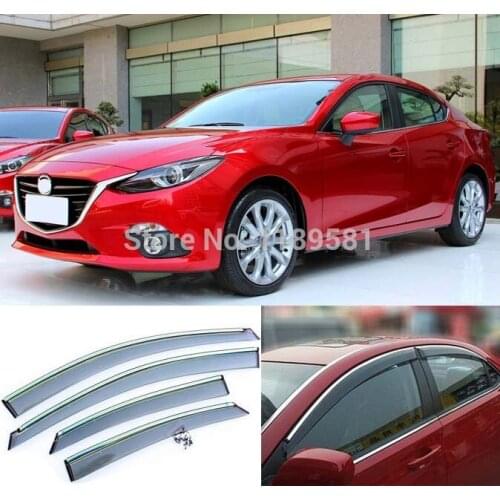 Window Wind Deflector Visor Rain/Sun Guard Vent For Mazda 3 M3 Axela 2014-2018