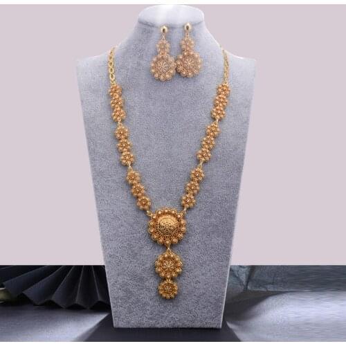 Wando indian /african/dubai Jewelry Set Gold Color Necklace Set for Women eritrea/ Wedding Dubai Jewelry Set bride women
