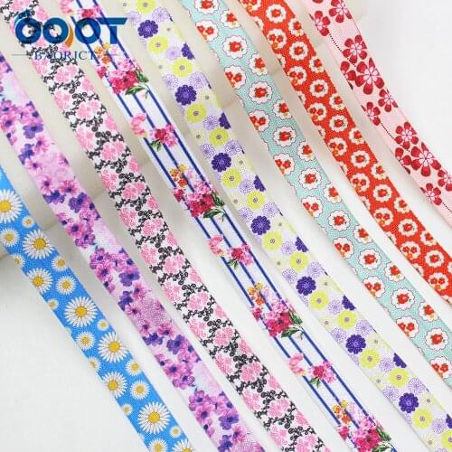 E-20421-680,10yards 5/8'' flowers Ribbon Elastic Foldover Elastics Stretch Hair Ties Headbands for Baby Girls Hair Bow