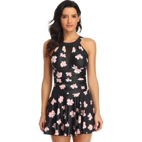 Plus Size One Piece Swimsuit Women Vintage Bathing Suit with Skirt Womens Swimwear 2021 Backless One-piece Swim suit Monokini