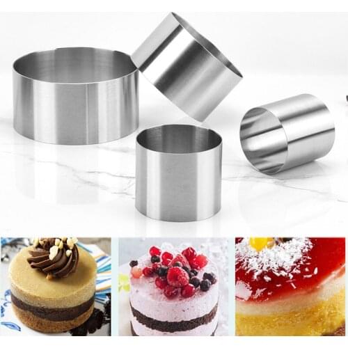 4pcs 5/6/8/10cm Stainless Steel Mousse Ring Cheese Thousand Layer Mold Round Mousse Cake Dessert Decor Baking Tool Accessories