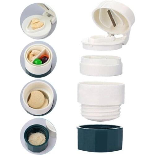 4 In 1 Portable 4 Layer Powder Tablet Grinder Powder Pill Cutter Medicine Splitter Box Storage Crusher Patient Household Elderly