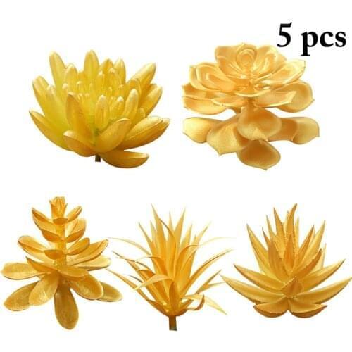 5PCS Faux Succulents Various Mini Artificial Succulents Office Desk Ornaments Home Garden Decoration Fake Artificial Succulents