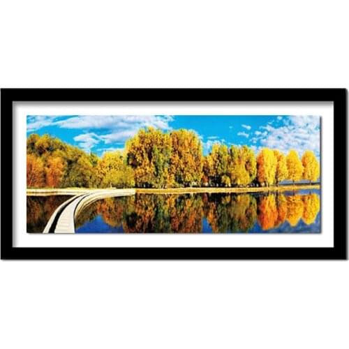 5d diy diamond painting Autumn lake cross stitch round rhinestone diamond picture Home Decoration Christmas gift