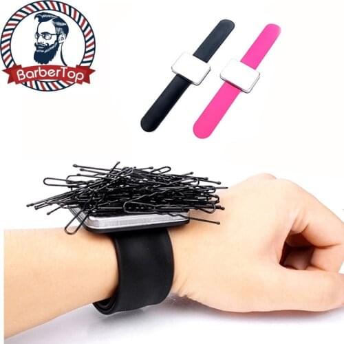 Hairdressing Silicone Magnet Bracelet Magnetic Needle Aspirator Hairstylist Silicone Wrist Band Positioning Corrugated Hair Clip