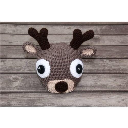 Free shipping, Baby Newborn Handmade Crochet reindeer hat , newborn deer Hat caps newborn Photograph Prop size::0-1m,3-4m