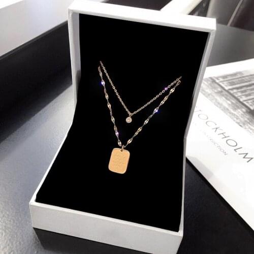 316L Stainless Steel 2021 New Fashion Upscale Jewelry 2 Layer Zircon Lettering Charms Chain Choker Necklaces Pendant For Women