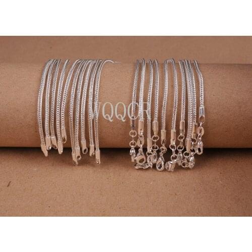 Wholesale 1PCS Of Bulk 925 Embossed Silver FOX TAIL Chain 16",18" ,20",22",24",26",28",30Inches Applicable Pendant