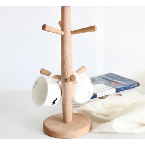 Wooden Coffee Cup Holder Hanging Cup Holder Storage Rack Home Kitchen Mug Hanging Display Drinkware Shelf Stand