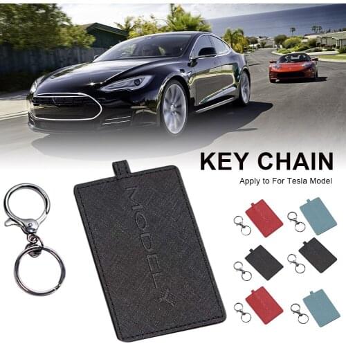 Key Card Holder for Tesla Model 3 Y Leather Key Card Protector Cover Keychain Car Accessories