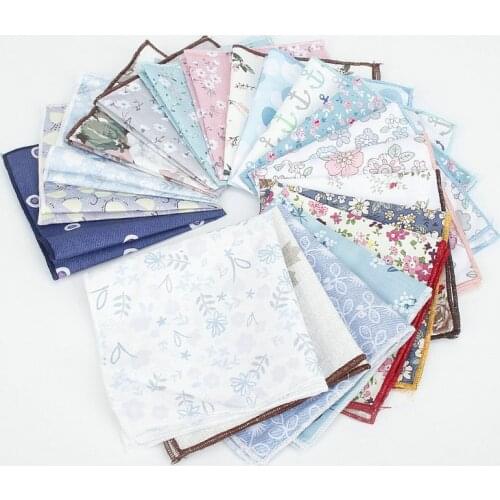 Kids Retro Handkerchief Scarves Vintage Cotton Hankies Mens Pocket Square Children Flower print Casual Vintage Handkerchiefs