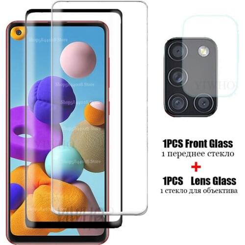 For Samsung A21s A31 A21 A51 A71 M01 M11 M31 M21 Glass 2 In 1 Camera Lens Protective Glas for Samsung A41 Sscreen Protector Film