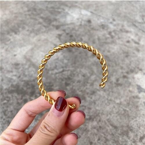Women Jewelry Twist Bangle Titanium With 18K Chic Gown Party T Show Sweet Boho Trendy OL Simply INS Japan Korean
