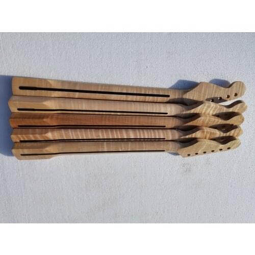 One Tiger Flame Maple Guitar Neck 21 Fret 25.5inch Dark Yellow Pearl Dot Inlay DIY