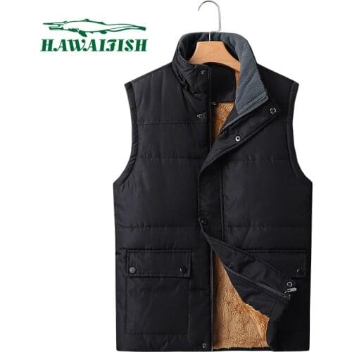 Hawaifish brand male vest Winter Fashion wool high quality vest men hot sale cashmere waistcoat Mens Jacket Sleeveless velvet