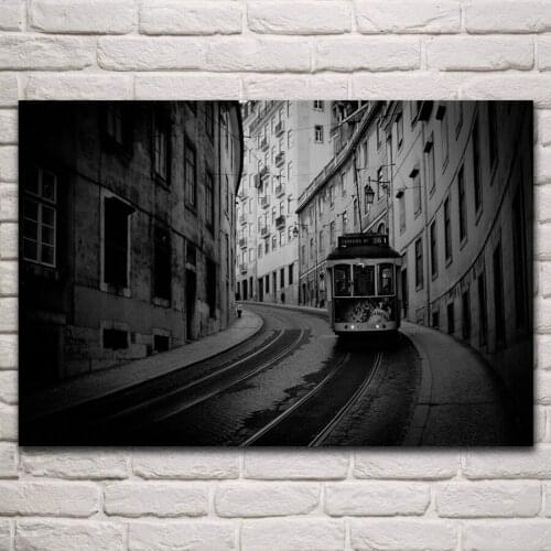 City street cityscape monochrome landscape artwork living room decoration home wall art decor wood frame fabric posters KM408