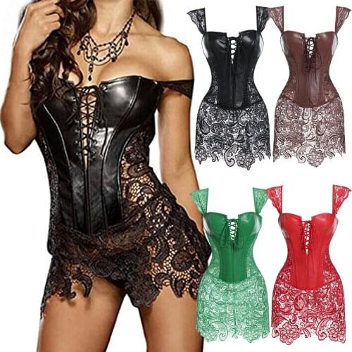 Sexy Bustiers Corsets Bridal Lingerie Lace up Black Satin Boned Corset Women Gothic Corsets Cinchers Overbust Bodysuit Shapewear