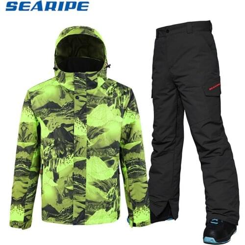 2019 SEARIPE Men Ski Suit Windproof Waterproof Outdoor Sport Wear Winter Jacket Pant Skiing Snowboard Clothing Trouser Suit