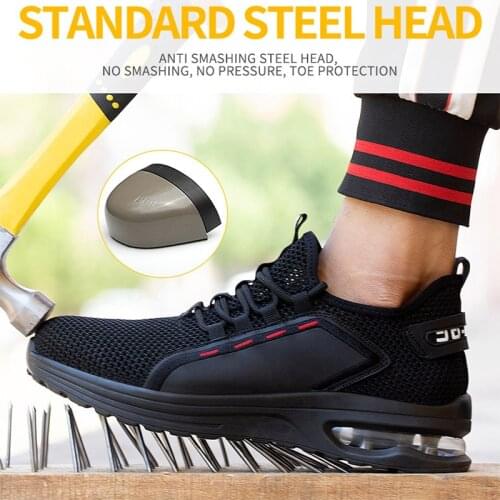 Lightweight Breathable Men Safety Shoes Steel Toe Work Shoes For Men Anti-smashing Construction Sneaker Air Mesh