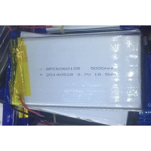 New 6060105 polymer lithium battery 5000mAH mobile power charging treasure battery 3.7V Rechargeable Li-ion Cell