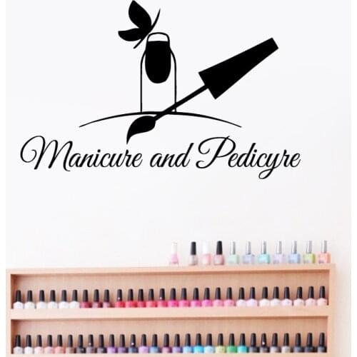 Nail Salon Quotes Wall Window Decal Nails Art Polish Pattern Design Manicure and Pedicure Vinyl Sticker Beauty Salon Wall Decor