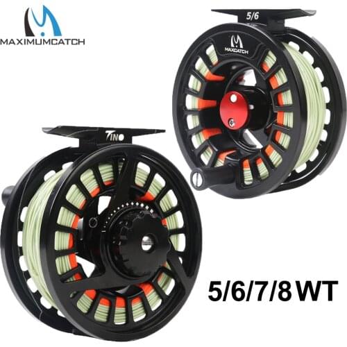 Maxcatch Die-casting Aluminum Fly Fishing Reel Pre-Loaded with Fly Line, Backing, Leader 5-8wt