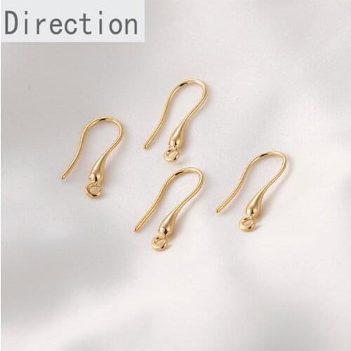 Copper plated 18k true gold vintage long water drop ear hook diy hand earring earring accessories material