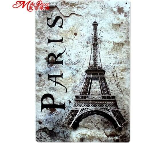 [ Mike86 ] Paris Eiffel Tower Metal Craft Bedroom Decoration Old Wall art Painting 20*30 CM Mix Items B-332