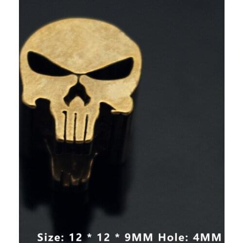 Outdoors Knife Punisher Skull Brass Knife Beads Pendant Rope Copper Knife Lanyard Fall Rope EDC Knife Pendant Beads Multi Tools