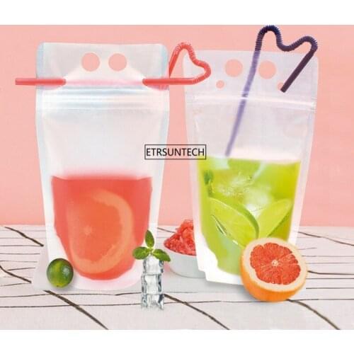 300pcs Transparent Plastic Spout Pouch Juice Pouch Wine Flask Pouch Free Food Materials Storage Bags Party Bervage Bag