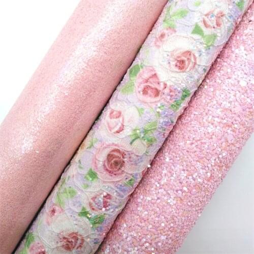 PINK Chunky Glitter Canvas Sheet, 8"x11" Glitter Sheets, Suede Faux Leather Sheet, Hair Bow & Earring Fabric XM025