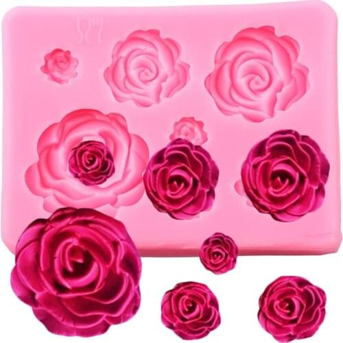 Rose Flower Silicone Mold Wedding Cupcake Topper Fondant Mould Cake Decorating Tools 3D Craft Chocolate Candy Resin Clay Molds