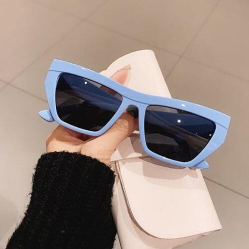 Retro Fashion Women Black Blue Cat Eye Sunglasses 2021 Trend Unique New Small Square Shades Sun Glasses Gradient Goggles UV400
